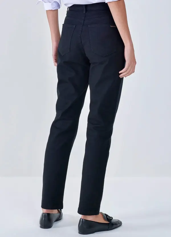 Principessa - Calça Reta Slim de Sarja Preta Oana 4