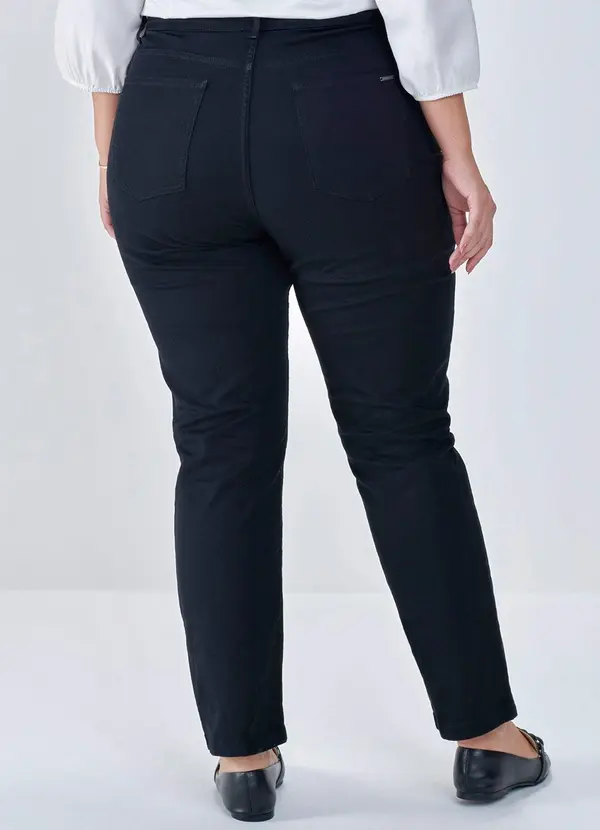 Principessa - Calça Reta Slim de Sarja Preta Oana 6