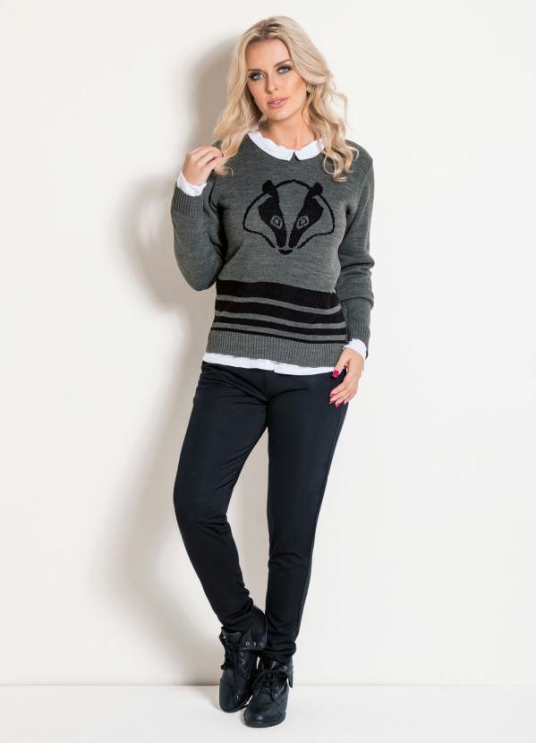 Moda Pop - Calça Reta e Bolsos Frontais Preta 4