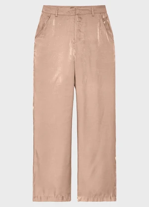 Enfim - Calça Reta em Acetinado Glow Champagne - ENFIM