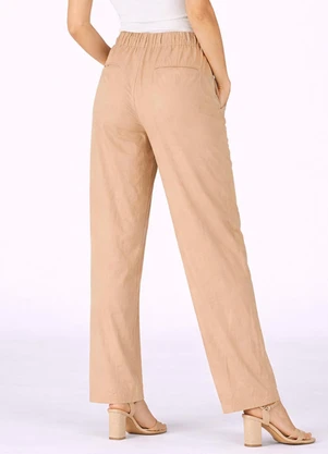 Rovitex - Calça Reta em Air Flow com Bolsos Aishty Bege - ROVITEX