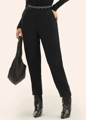 Rovitex - Calça Reta em Alfaiate Preto - ROVITEX