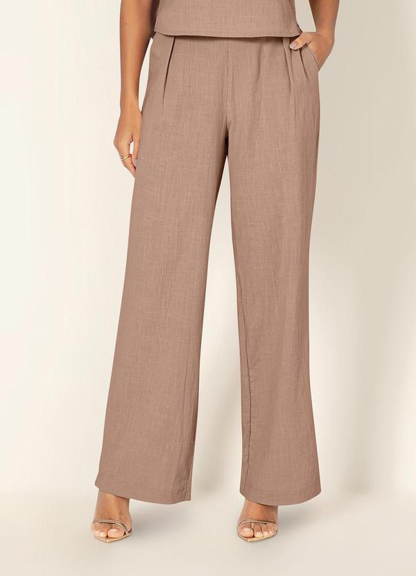 Gris - Calça Reta em Algodão Marrom Claro