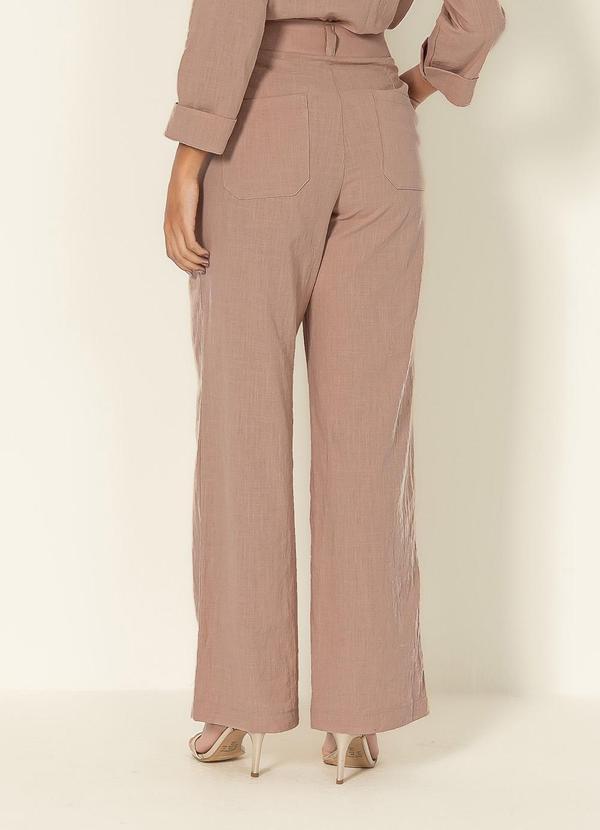 Gris - Calça Reta em Algodão Marrom Claro 2