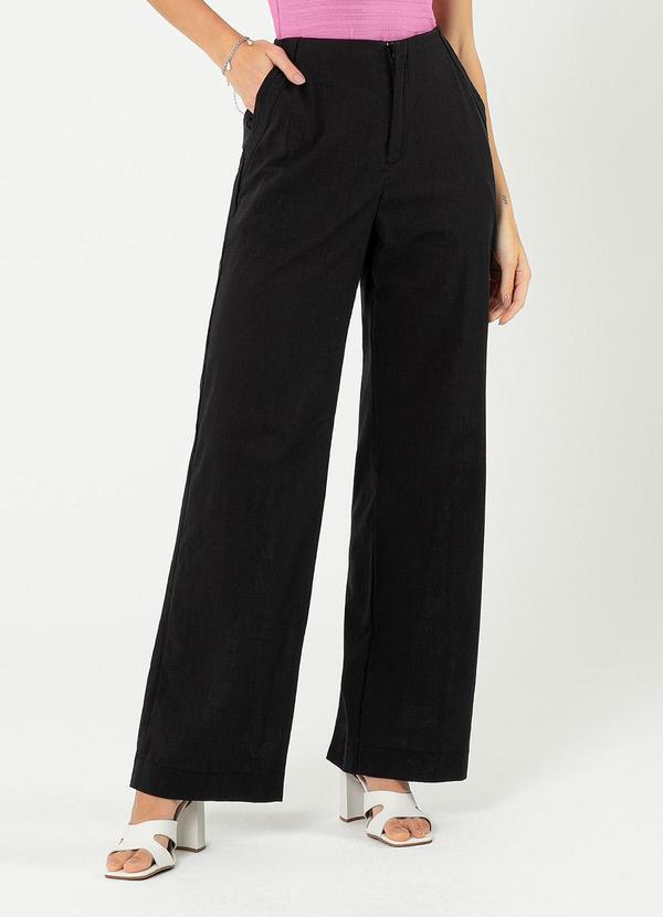 Cativa - Calça Reta em Algodão Preto