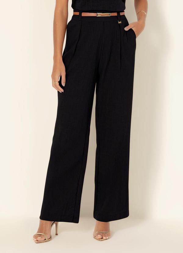 Gris - Calça Reta em Algodão Preto