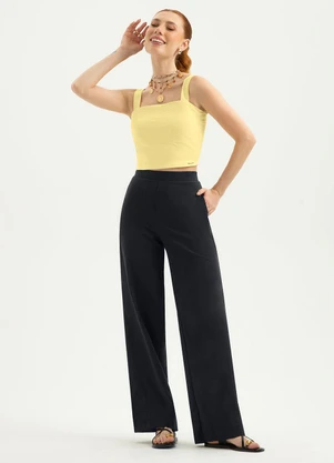 Cativa - Calça Reta em Algodão Preto - CATIVA