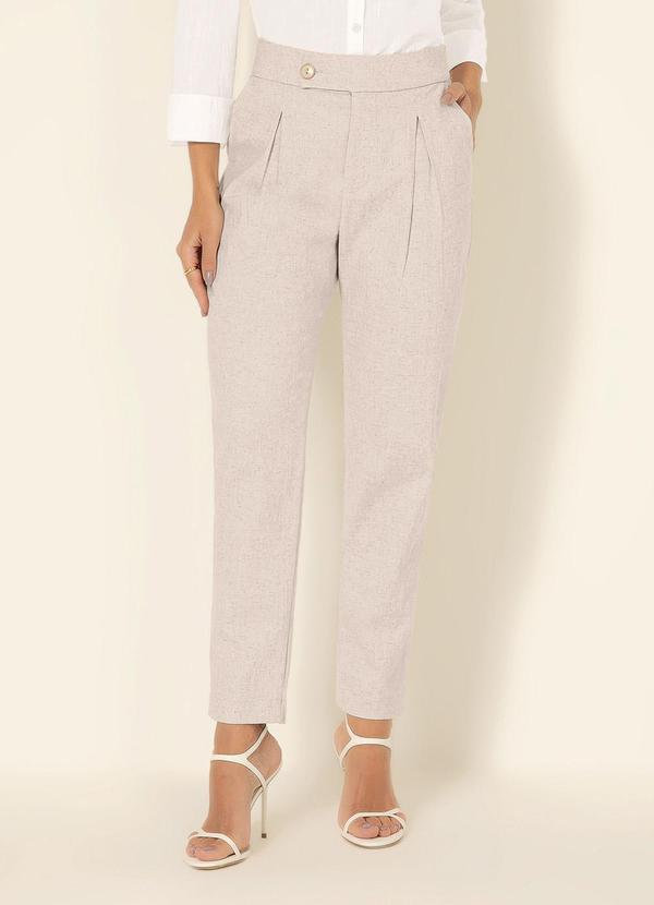 Gris - Calça Reta em Linho Bege