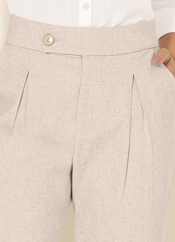 Gris - Calça Reta em Linho Bege 3