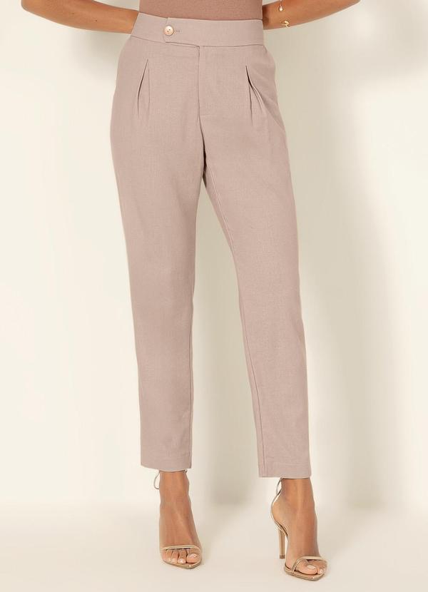 Gris - Calça Reta em Linho Bege