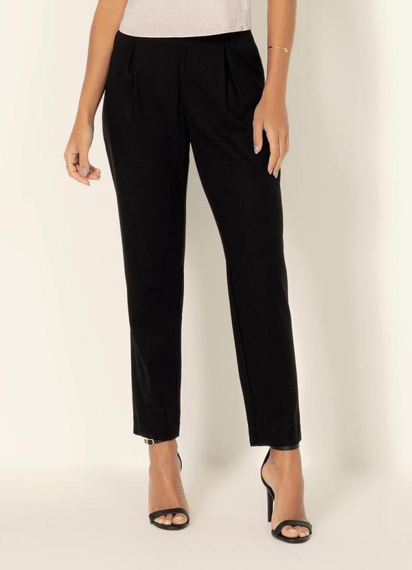 Gris - Calça Reta em Linho Preto