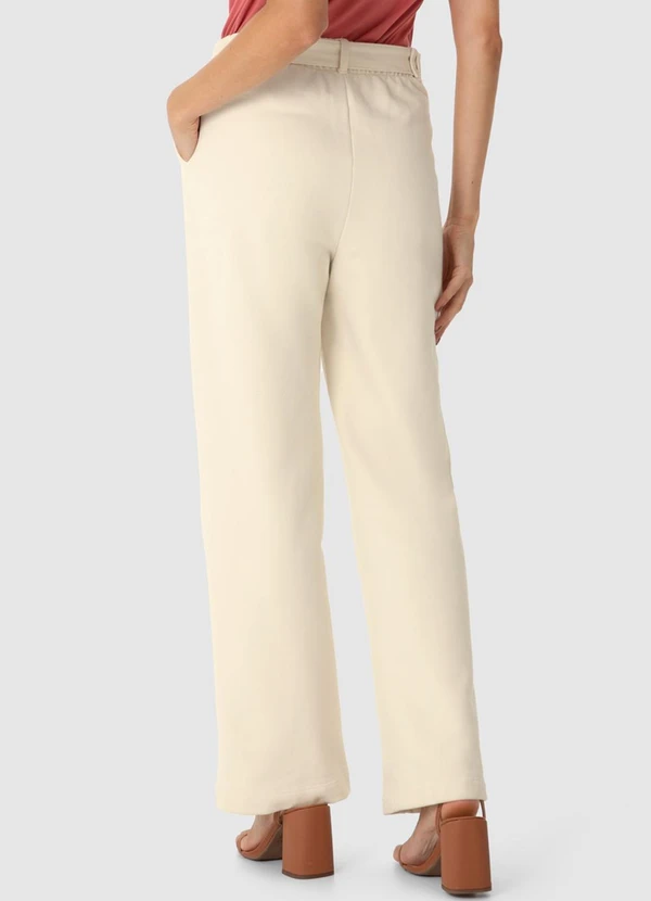 Malwee - Calça Reta em Moletom Flanelado Bege 2