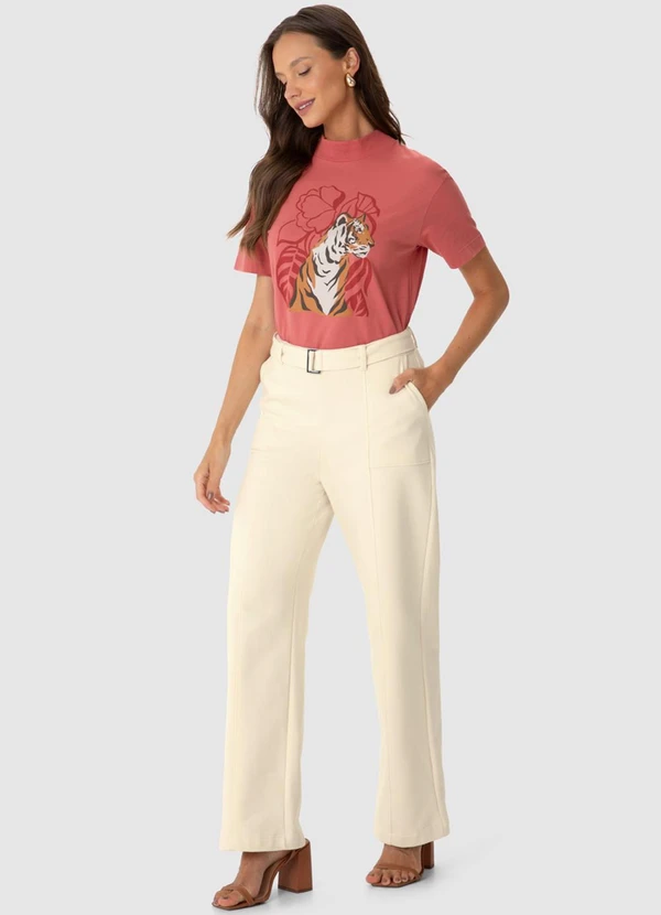 Malwee - Calça Reta em Moletom Flanelado Bege 3