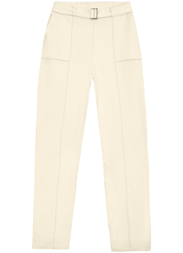 Malwee - Calça Reta em Moletom Flanelado Bege 5