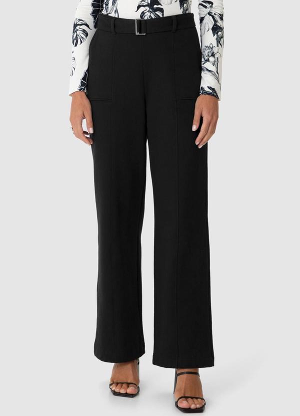 Malwee - Calça Reta em Moletom Flanelado Preto