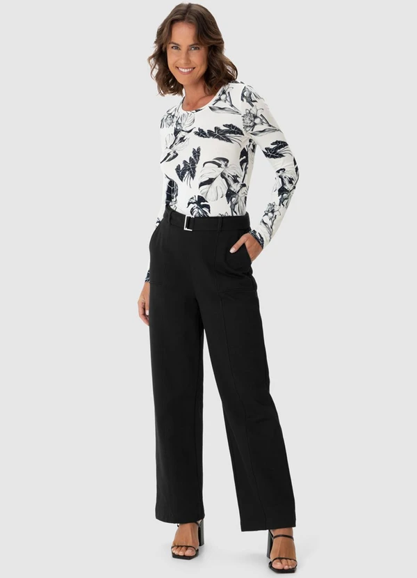 Malwee - Calça Reta em Moletom Flanelado Preto 4