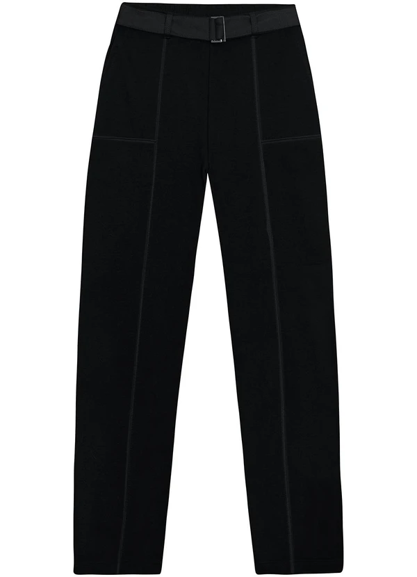 Malwee - Calça Reta em Moletom Flanelado Preto 5