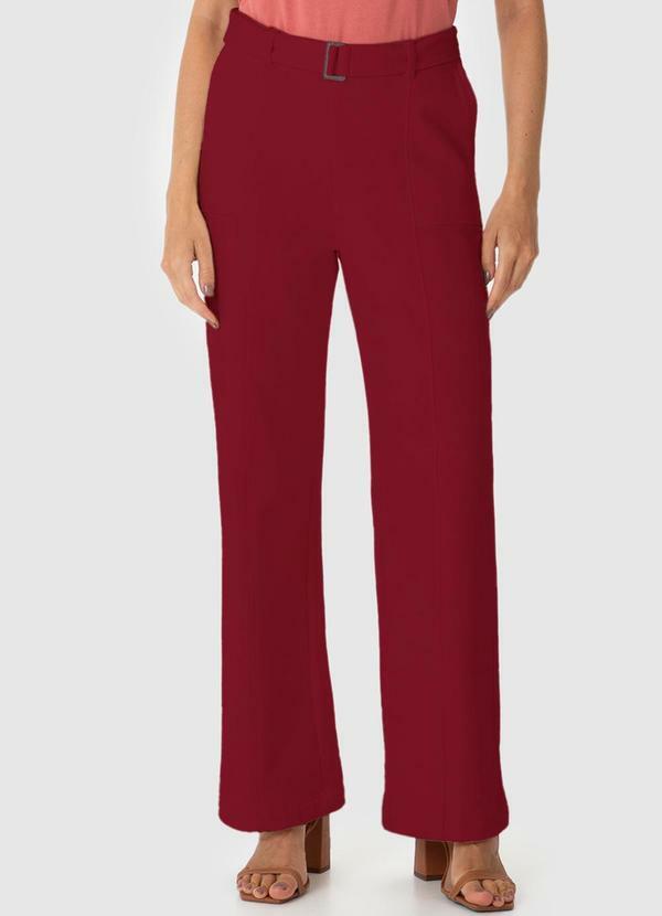 Malwee - Calça Reta em Moletom Flanelado Vermelho