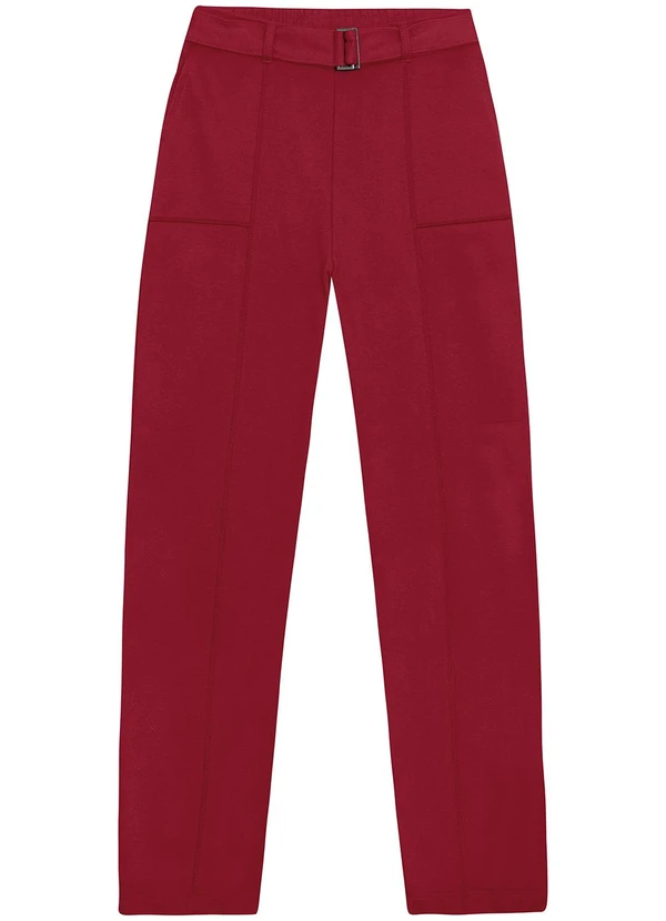 Malwee - Calça Reta em Moletom Flanelado Vermelho 5