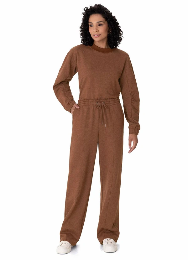 Malwee - Calça Reta em Moletom Marrom 2