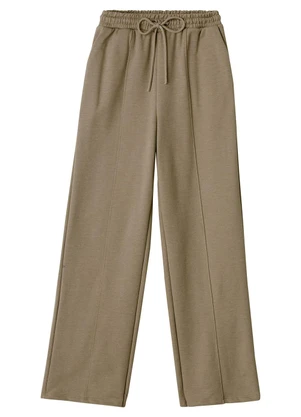 Malwee - Calça Reta em Moletom Taupe - MALWEE