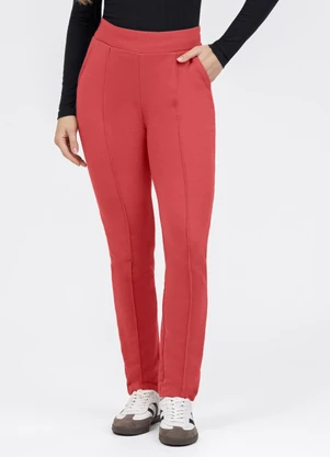 Habana - Calça Reta em Moletom Vermelho - HABANA