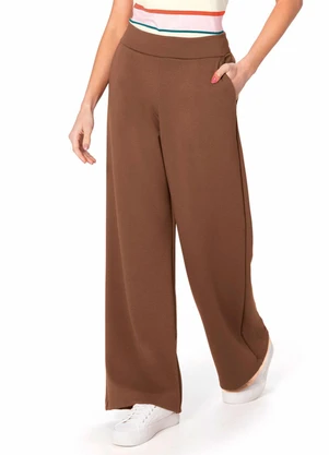 Malwee - Calça Reta em Suedine Premium Marrom - MALWEE