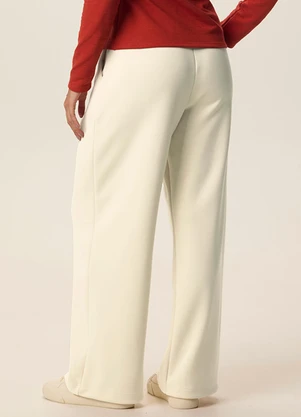 Malwee - Calça Reta em Suedine Premium Off White - MALWEE