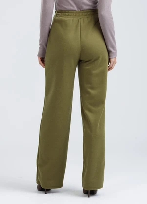 Gris - Calça Reta em Tecido Texturizado Verde - GRIS