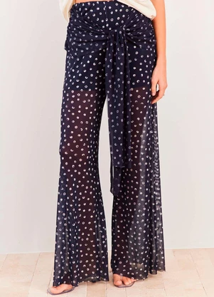 Sofie - Calça Reta em Tule Forrada com Amarração Spring Fl - SOFIE