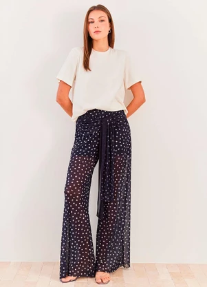Sofie - Calça Reta em Tule Forrada com Amarração Spring Fl - SOFIE
