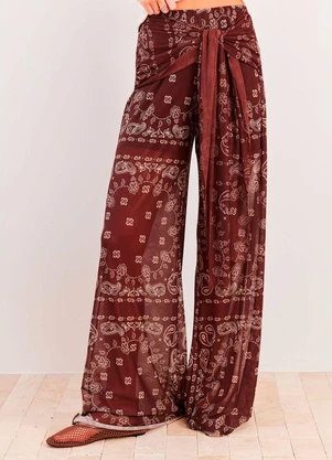 Sofie - Calça Reta em Tule Forrada com Amarração Spring Fl - SOFIE