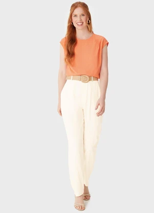 Malwee - Calça Reta em Viscolinho Off White - MALWEE