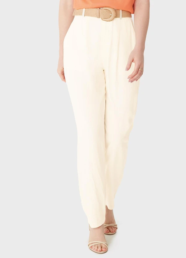 Malwee - Calça Reta em Viscolinho Off White 1