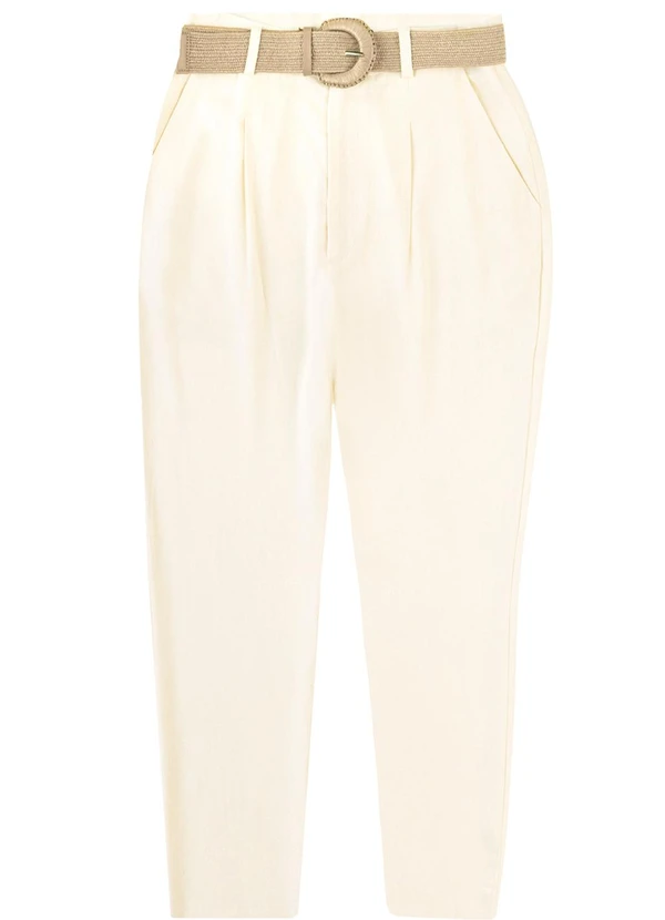 Malwee - Calça Reta em Viscolinho Off White 3