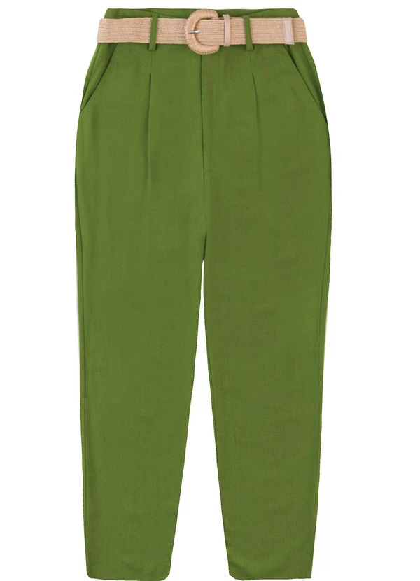 Malwee - Calça Reta em Viscolinho Verde