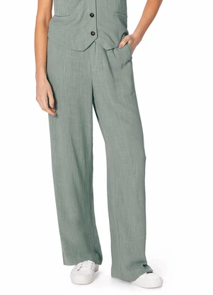 Malwee - Calça Reta em Viscolinho Verde - MALWEE