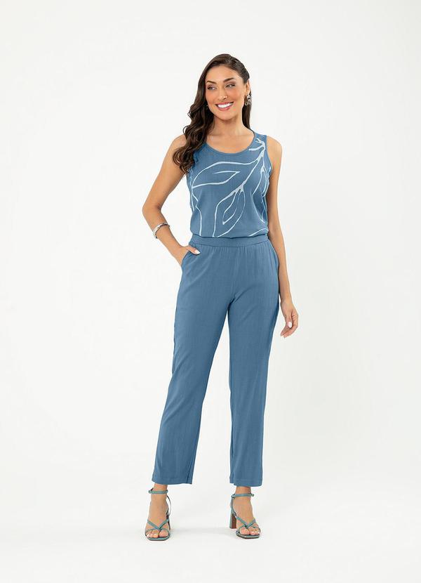 Cativa - Calça Reta em Viscose Azul