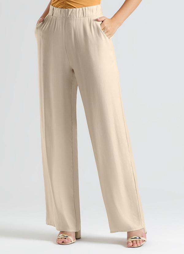 Cativa - Calça Reta em Viscose Bege 1