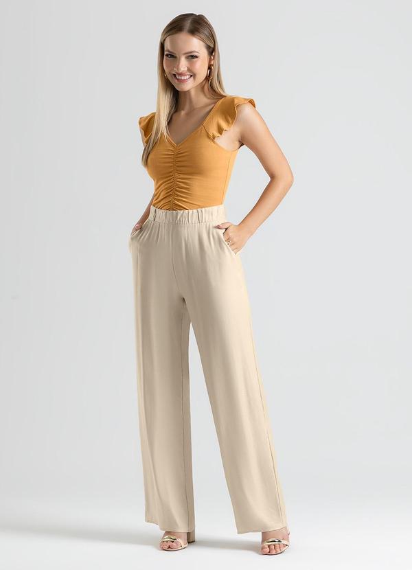 Cativa - Calça Reta em Viscose Bege 3