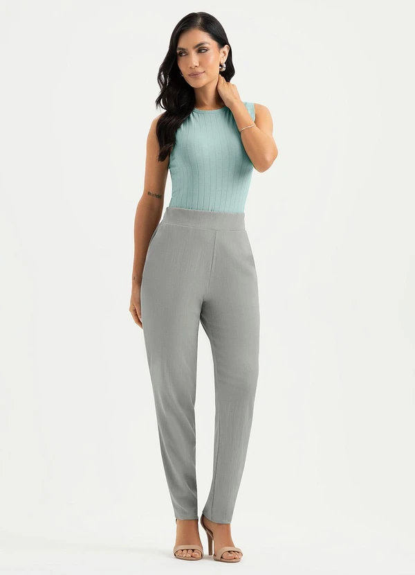 Cativa - Calça Reta em Viscose Cinza 1