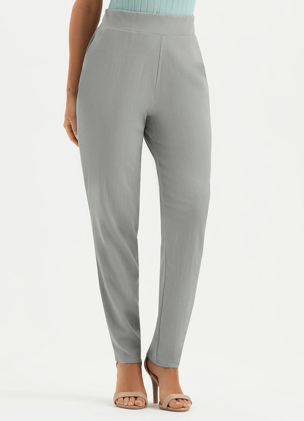 Cativa - Calça Reta em Viscose Cinza 2