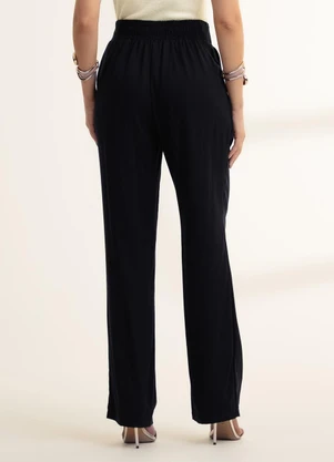 Gris - Calça Reta em Viscose Preto - GRIS