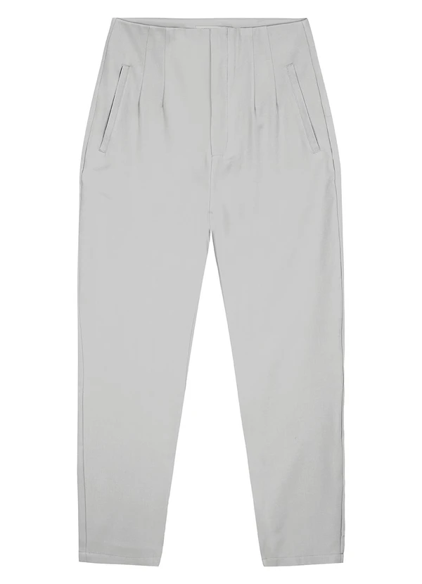 Malwee - Calça Reta em Viscose Sarjada Cinza Claro 3