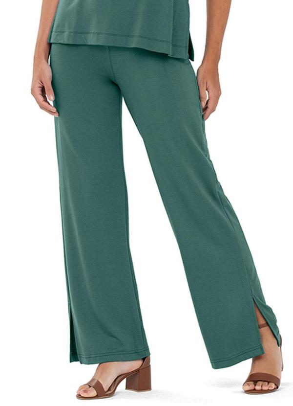 Rezzato - Calça Reta Lisa Adulto Feminino Verde 1