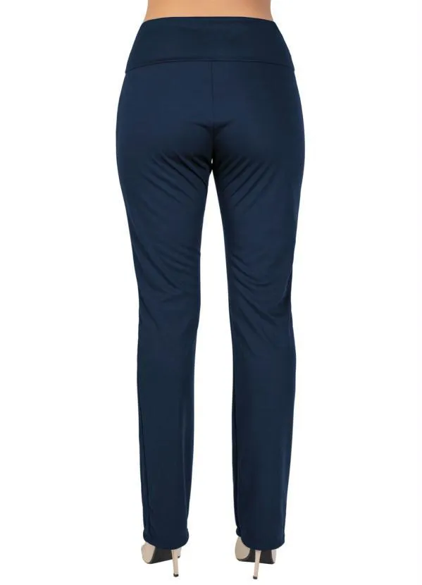 Moda Pop - Calça Reta Marinho e Off White com Fivela 6