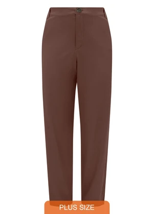 Lunender Mais Mulher - Calça Reta Plus Size com Linho Marrom - LUNENDER MAIS MULHER