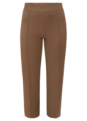 Lunender Mais Mulher - Calça Reta Plus Size Diagonal Marrom - LUNENDER MAIS MULHER