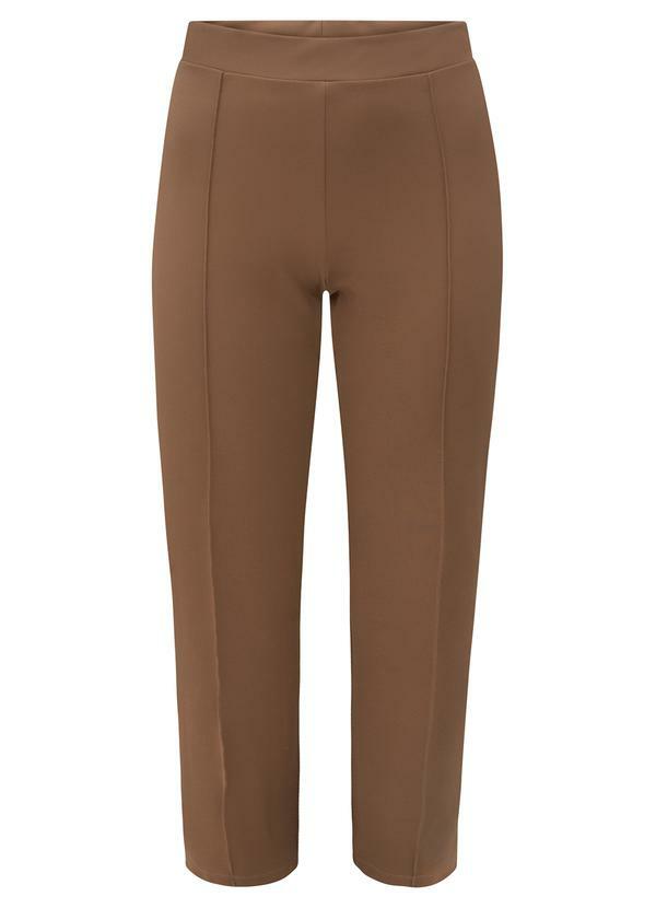 Lunender Mais Mulher - Calça Reta Plus Size Diagonal Marrom