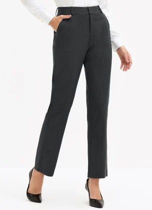 Principessa - Calça Reta Regular de Alfaiataria Mescla Escuro Adelia - PRINCIPESSA
